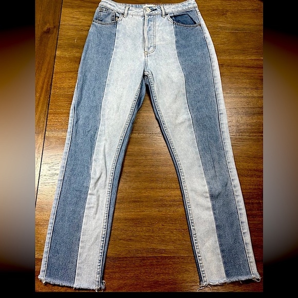Pacsun Jeans Women's Size 26 High Rise Straight Denim 2 Tone Mom Jeans - Picture 1 of 4